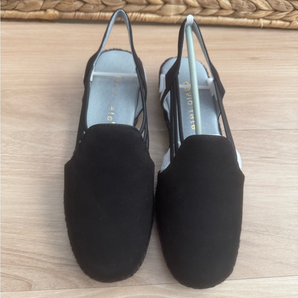 NWB! David Tate Black Nelly Nubuck Espadrille Slingbacks - Picture 5 of 10